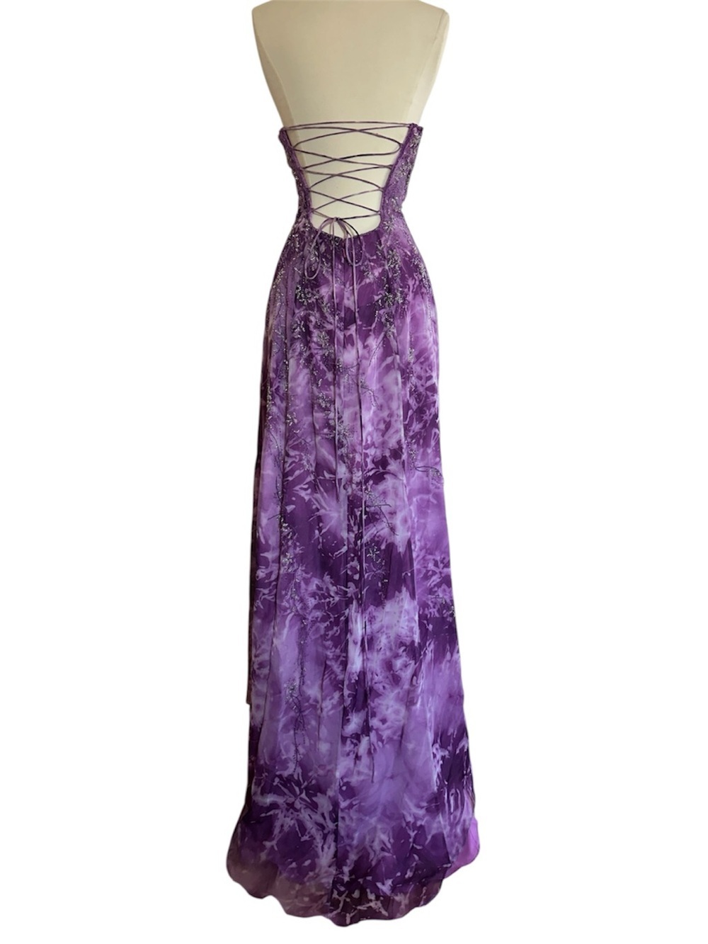 Nadine 2000s Fairy Prom Dress Purple Embellished Beaded Lace Up Back Size XS - Picture 5 of 16
